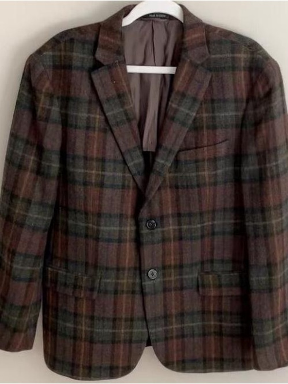 Ralph Lauren Brown and Green 100% Wool Plaid Sport Coat